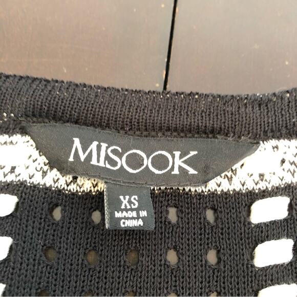 Misook black and white plaid knit open front jacket size Extra Small XS - Picture 7 of 14